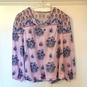 J CREW Point Sur Pink and Blue Women's Cotton Top Size XXS